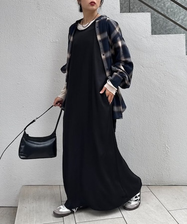 前後2wayサテンタンクワンピース