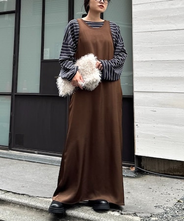 前後2wayサテンタンクワンピース