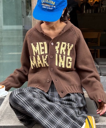 【UNISEX】ロゴショールカラーニットカーディガン
