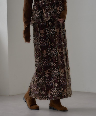 【aguni】ベロア刺繍ナロースカート