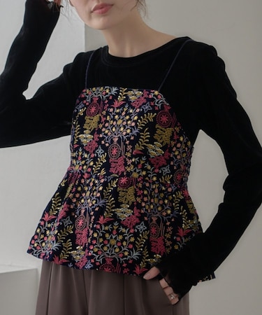 【aguni】ベロア刺繍ビスチェ