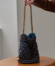 【aguni】ベロアビーズ刺繍バッグ