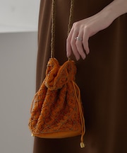 【aguni】ベロアビーズ刺繍バッグ