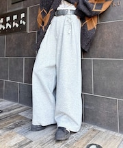 【UNISEX】スラックス見え/あったかワイドスウェットパンツ