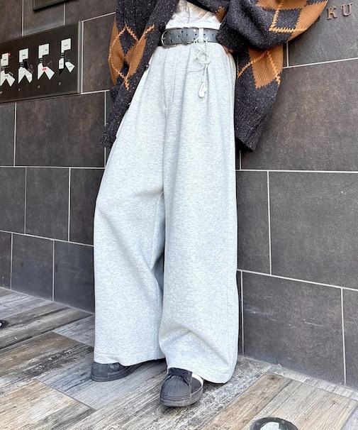 【UNISEX】スラックス見え/あったかワイドスウェットパンツ