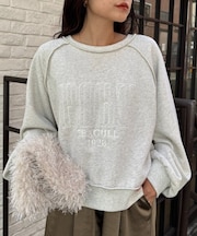 スウェードタッチ裏毛ロゴ刺繍スウェット