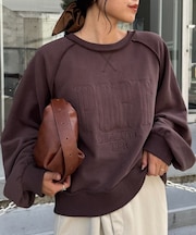 スウェードタッチ裏毛ロゴ刺繍スウェット