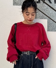 スウェードタッチ裏毛ロゴ刺繍スウェット