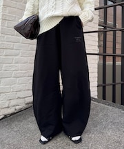 【3サイズ展開】ワンポイントロゴ刺繍スウェットカーブパンツ