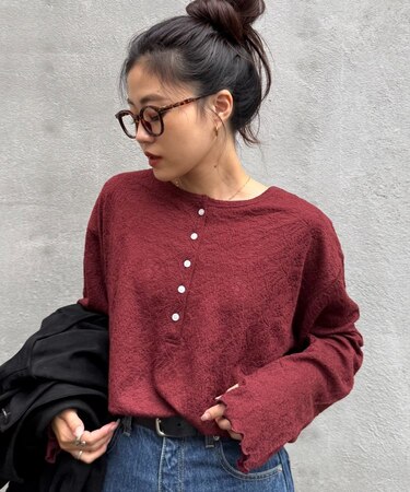 2wayシアージャガードレースヘンリーネックTee