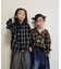 【KIDS】【ジュニアサイズあり】裾断ち切り微起毛チェックフードシャツ