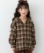 【KIDS】【ジュニアサイズあり】裾断ち切り微起毛チェックフードシャツ