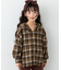 【KIDS】【ジュニアサイズあり】裾断ち切り微起毛チェックフードシャツ