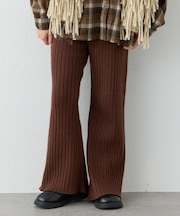 【KIDS】【楽ちん・ウォッシャブル】リブニット微フレアパンツ