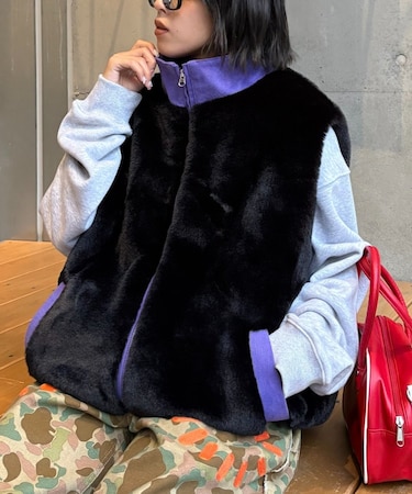 【SOUNDS GOOOOD】デニム切替ファーベスト