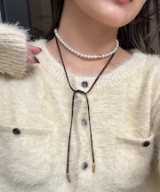 lilスウェードライクスライドパールネックレス