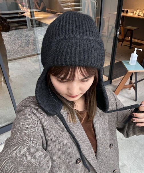 耳付きあったかニット帽