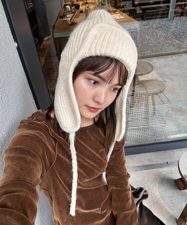 耳付きあったかニット帽