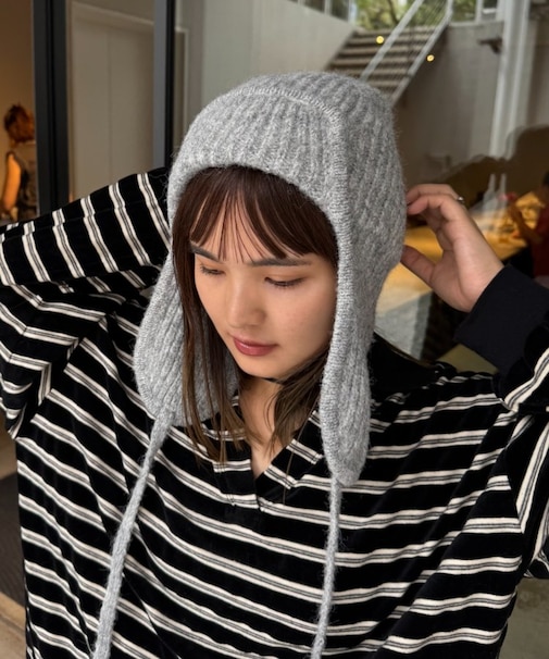 耳付きあったかニット帽
