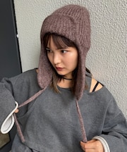 耳付きあったかニット帽