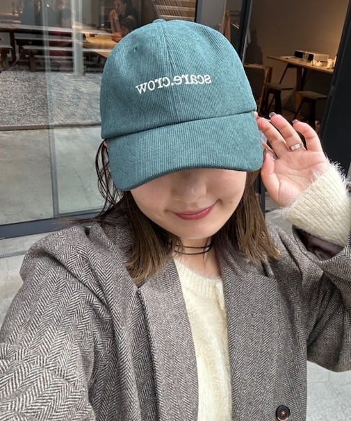 コーデュロイ刺繍キャップ