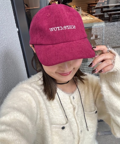 コーデュロイ刺繍キャップ