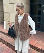 【PON企画】スタイルアップ前後2wayモールニットキャミチュニック