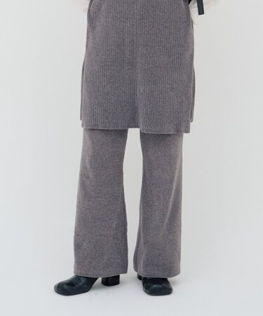 【PON企画】スタイルアップモールニットフレアパンツ