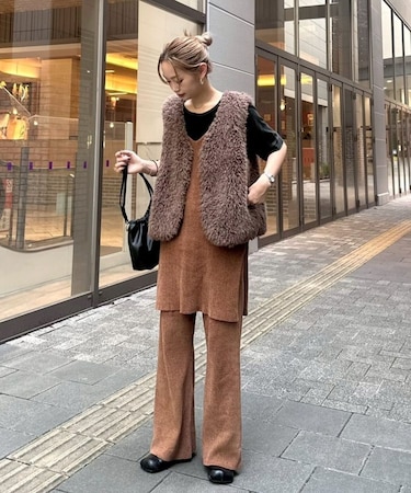 【PON企画】スタイルアップモールニットフレアパンツ