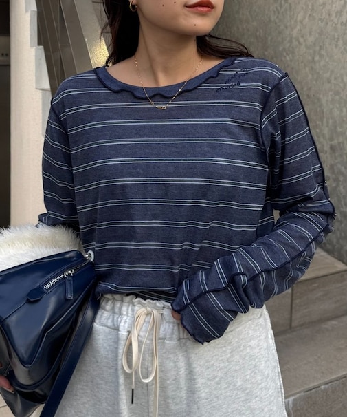 【前後2way】ワンポイントロゴ刺繍シアーメロウトップス