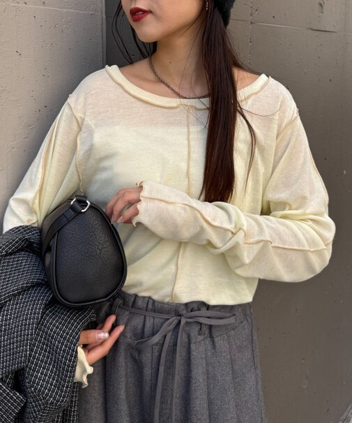 【前後2way】ワンポイントロゴ刺繍シアーメロウトップス