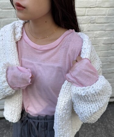 【前後2way】ワンポイントロゴ刺繍シアーメロウトップス