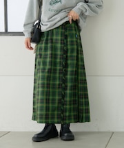 【GEVACO】チェックサイドベルトスカート