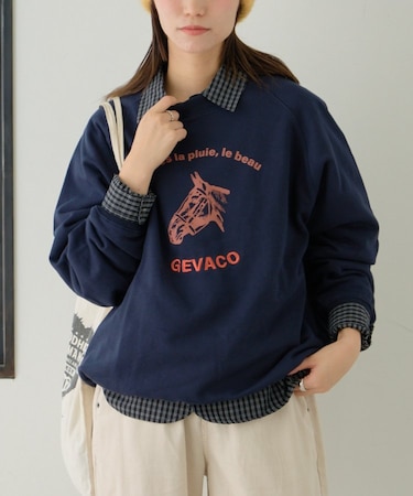 【GEVACO】裏毛刺繍プリントプルオーバー