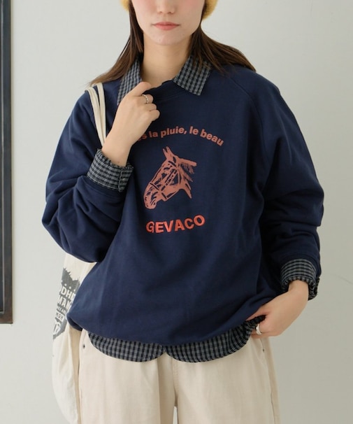【GEVACO】裏毛刺繍プリントプルオーバー