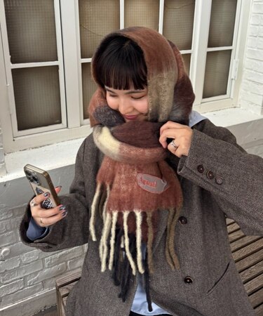 【Aguni】チェック柄マフラー