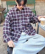 【PATTIPATTI】ビックシルエットブランケットネルチェックシャツ