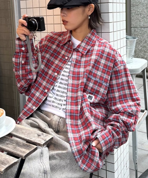 【PATTIPATTI】ビックシルエットブランケットネルチェックシャツ