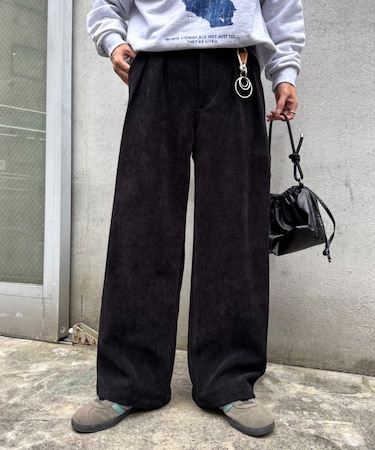 【冬も暖かい◎】モールタックストレートパンツ