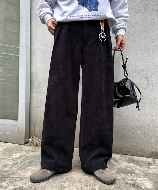 【冬も暖かい◎】モールタックストレートパンツ