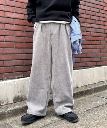 【冬も暖かい◎】モールタックストレートパンツ