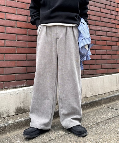 【冬も暖かい◎】モールタックストレートパンツ