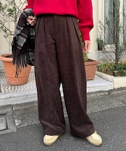 【冬も暖かい◎】モールタックストレートパンツ