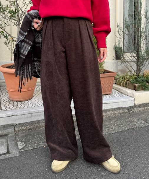 【冬も暖かい◎】モールタックストレートパンツ