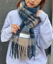 【UNISEX】チェック柄フリンジマフラー