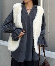 デニムフーディーシャツ