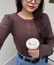 ヘンリーネック配色アンチピリングニット