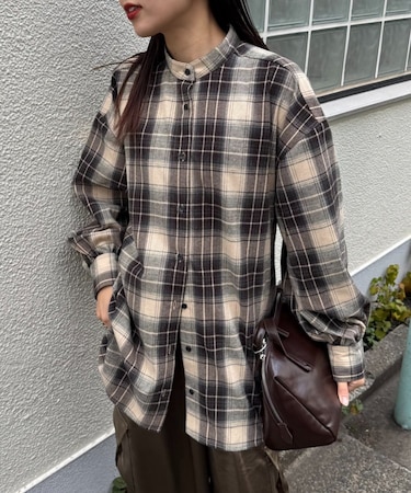 ウエストマークチェックオーバーシャツ