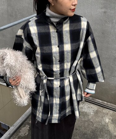 ウエストマークチェックオーバーシャツ