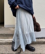 【チュニックとしても◎】2WAイレギュラーヘムプリーツチェックスカート